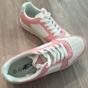 New Pink and white low top sneakers size 11